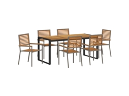 Maison Exclusive - Conjunto De Jantar Para Jardim 7 Pcs Cinza E Marrom Vime Pe