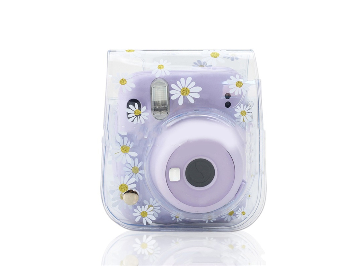 Bolsa Para Câmera Instantânea Mini8 9 11 Transparente Com Estampado De Margaritas Universal Portátil
