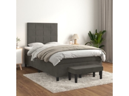 Vidaxl Cama Boxspring Com Colchão 120x200 Cm Veludo Cinzento-escuro
