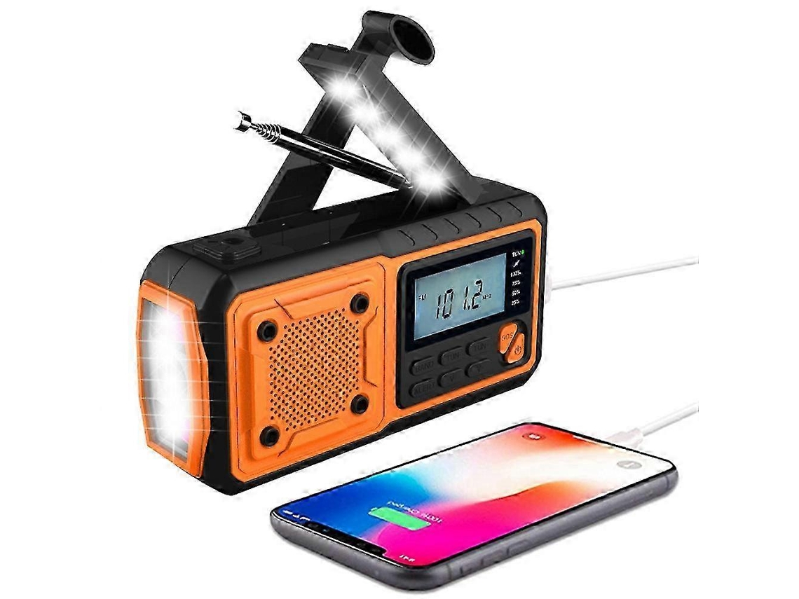Rádio Portátil De Emergência Com Manivela, Lanterna E Banco De Energia De 4000mah, Rádio Meteorológico Para Acampamentos E Caminhadas. Olysi Shop