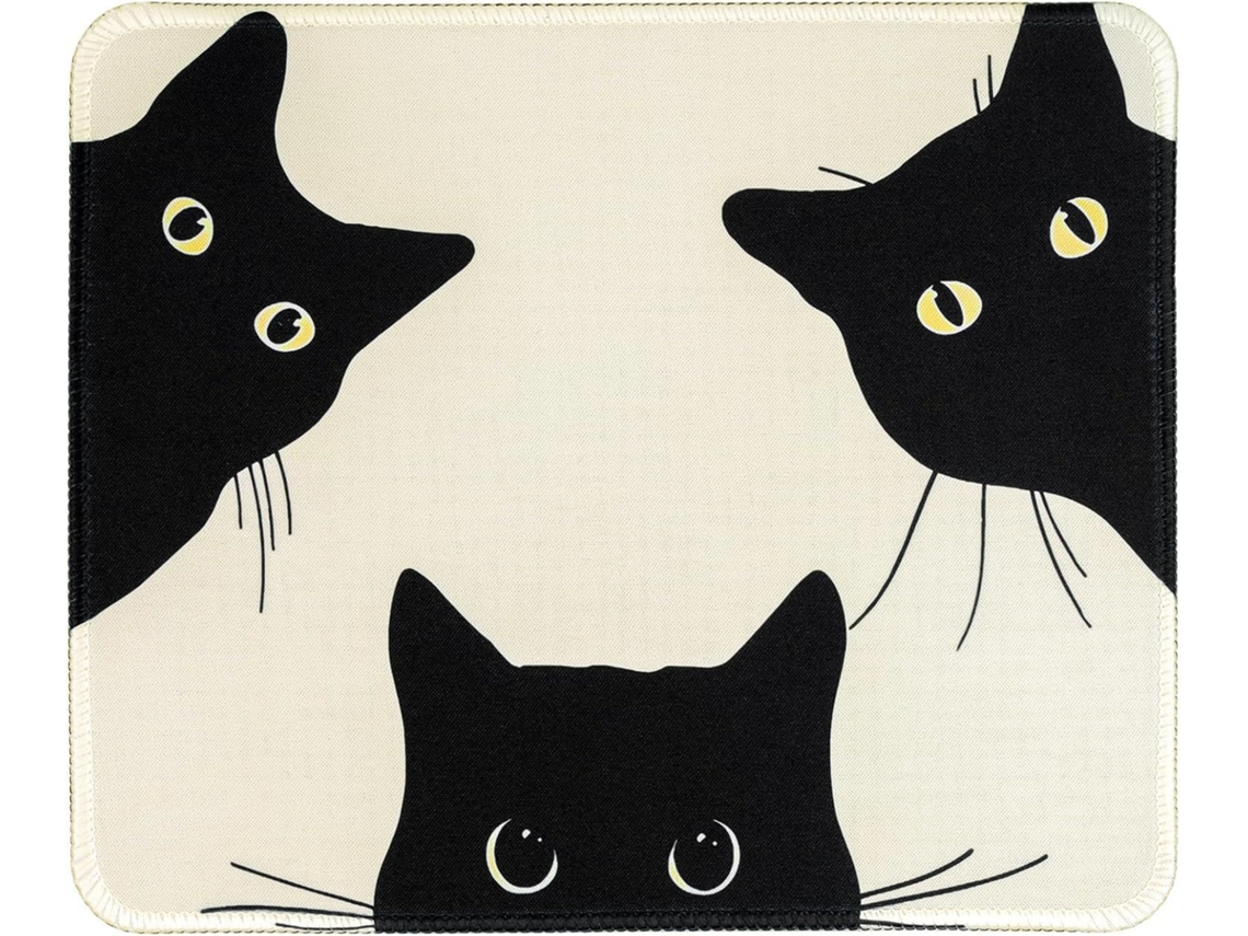 Mouse pad com trava de 260 x 210 mm, padrão de gato preto, mouse pad macio e antiderrapante para jogos, mouse pad para escritório e entretenimento (1 peça/167)