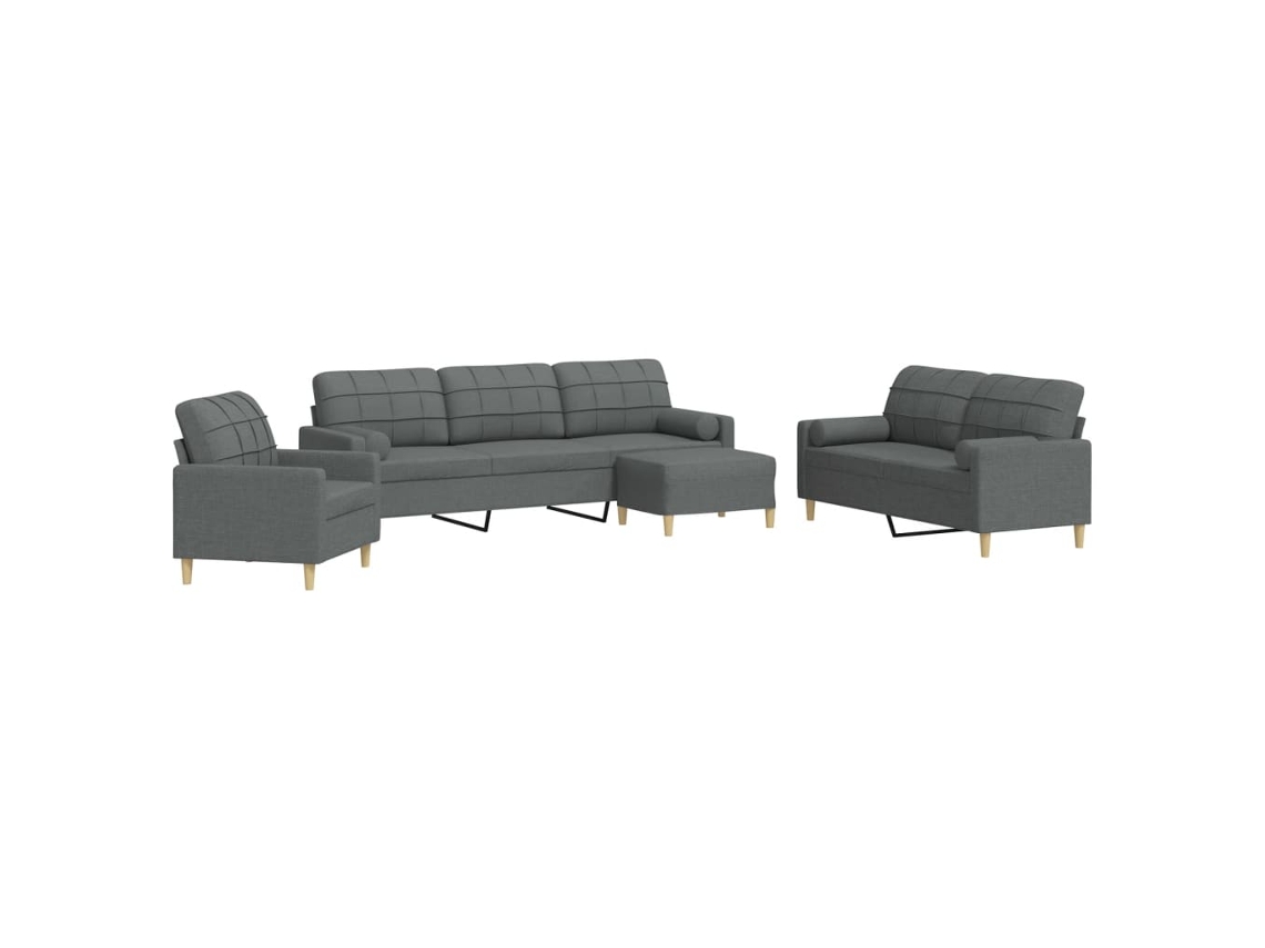 Conjunto de Sofás 4 peças com Almofadas e Pés Tecido Preto MAISON EXCLUSIVE
