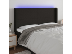 Vidaxl Cabeceira De Cama C/ Luzes Led Tecido 203x16x118/128 Cm Preto