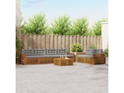 Vidaxl Conjunto De Sofás Para Exterior 7 Pcs Cinza Natural E Claro