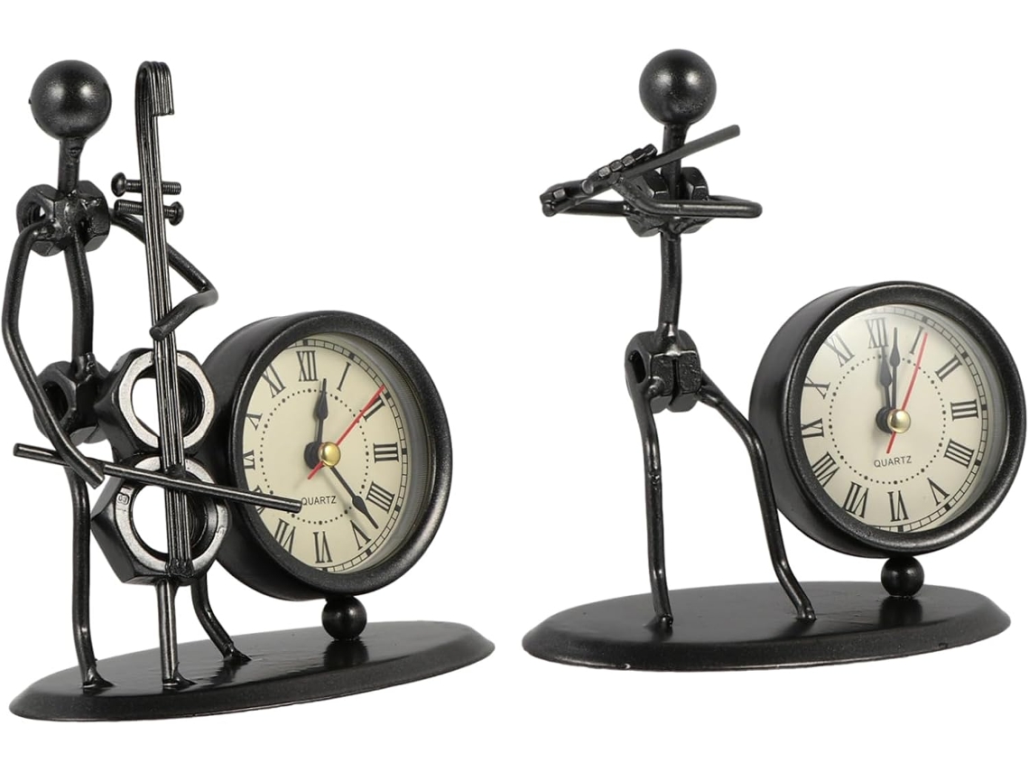 Relógio De Mesa Decorativo De 2 Peças Para Sala De Estar, Escritório E Quarto, Elegante, Em Metal. Gokoco