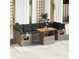 Vidaxl 8 Pcs Conjunto Sofás De Jardim C/ Almofadões Vime Pe Cinzento