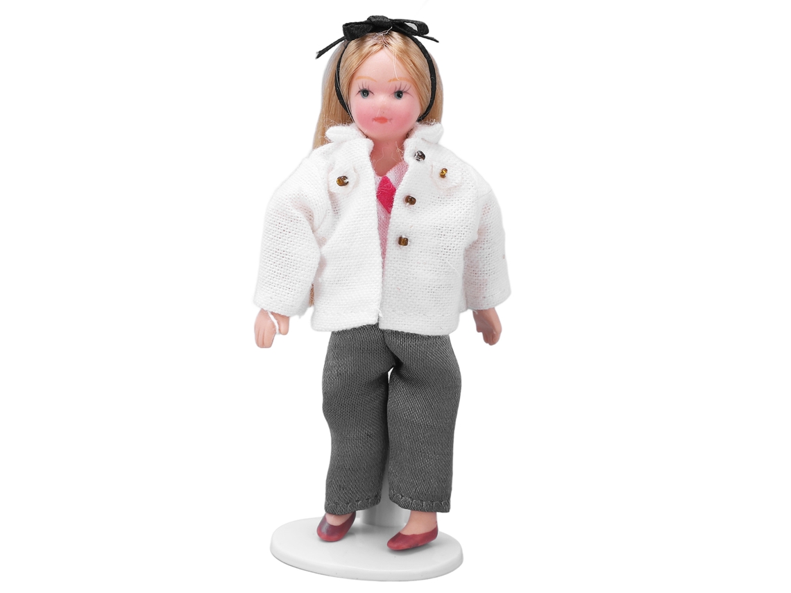 Walshlxq muñeca de Porcelana Miniatura com Membros Móveis para Casa de Bonecas em Escala 1/12 Menina Realista