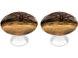 Conjunto De 2 Puxadores Aço Inoxidável Para Armários Cozinha, Personalizados Com Desenho De Árvore Africana, Para