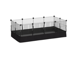 Recinto para Animais Pequenos. Gaiola Modular de Coelho de 12 Painéis com Tapete Impermeável. Feito de Aço. 120 X 60 X 40 Cm. Preto Ge