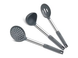 Conjunto de 3 Utensílios de Cozinha Nova Line em Silicone: Servilha, Colher Furada e Escumadeira