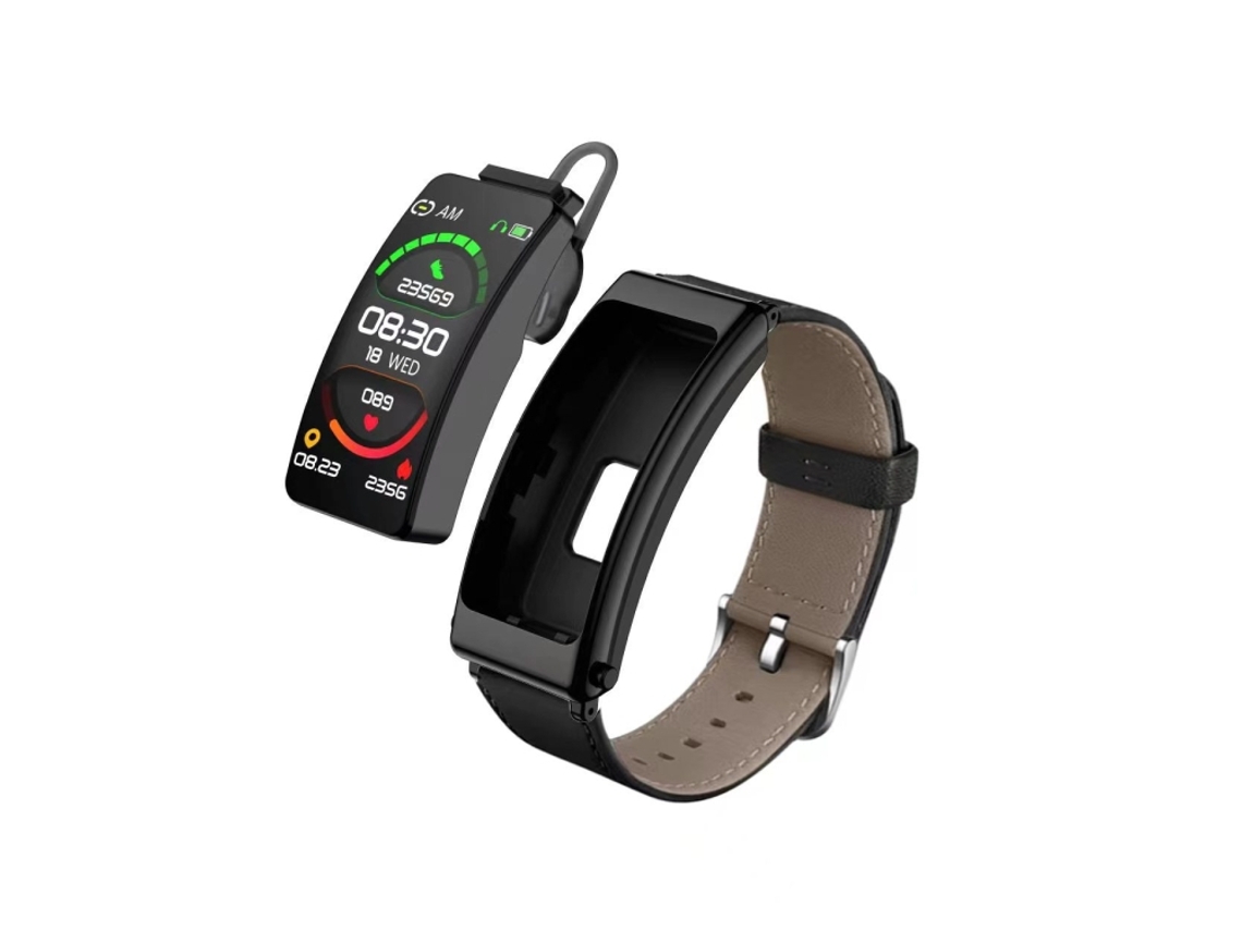 Relógio Inteligente De 1,14 Polegadas Com Fone De Ouvido Removível E Pulseira De Couro, Compatível Com Chamadas Bluetooth (preto)