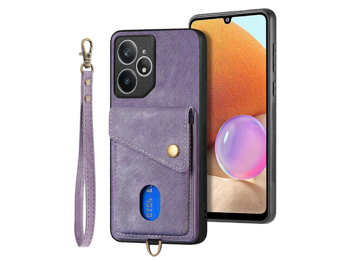 Capa De Couro Dobrável Estilo Carteira Retrô Com Alça Para Realme Neo7