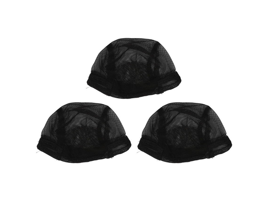 Conjunto de 3 toucas de cabelo elásticas e respiráveis em malha para cosplay feminino.