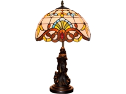 Abajur De Mesa Em Estilo Barroco Tiffany Com Vitral, Para Cabeceira, Escrivaninha Ou Para Leitura, 30x30x50 Cm 12x12x20