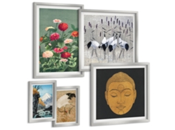 Conjunto De Pinturas Paisagens Asiáticas Flores Espelharte (5 Peças)