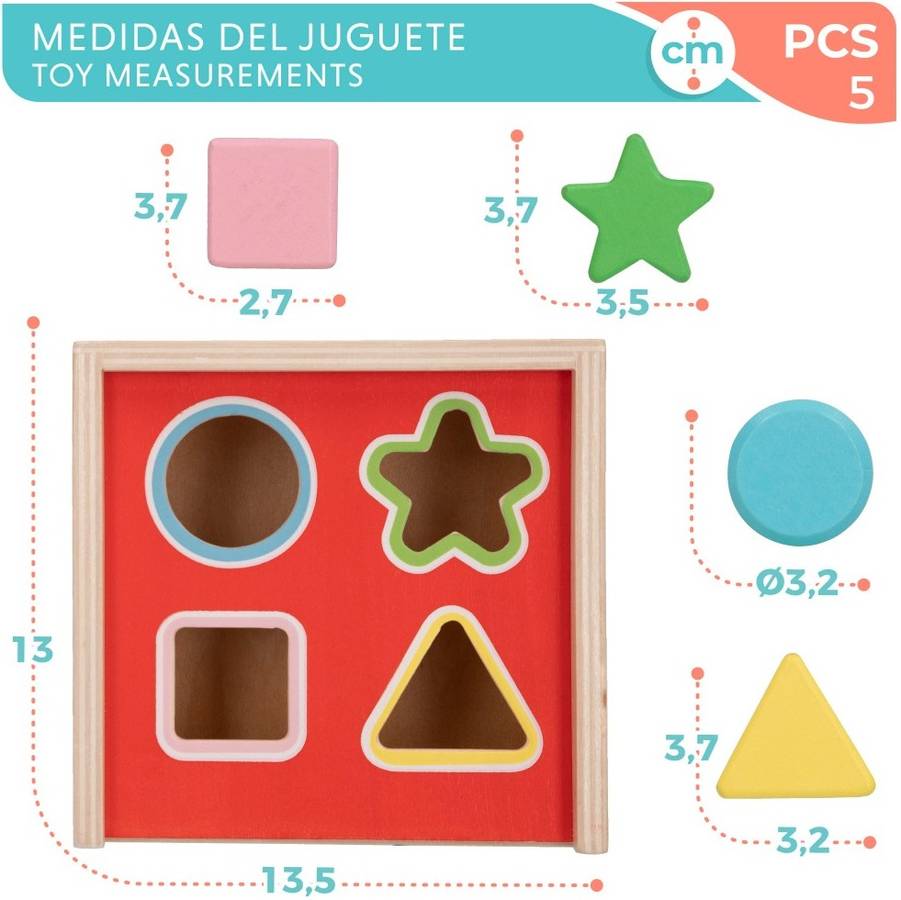 Jogo Didáticos WOOMAX Cubo 13 peças de encaixar de madeira disney (15x15x15  cm - 12 meses)