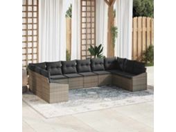 Vidaxl Conjunto De Sofá De Jardim 10 Unid. Cinzeto Vime Pe