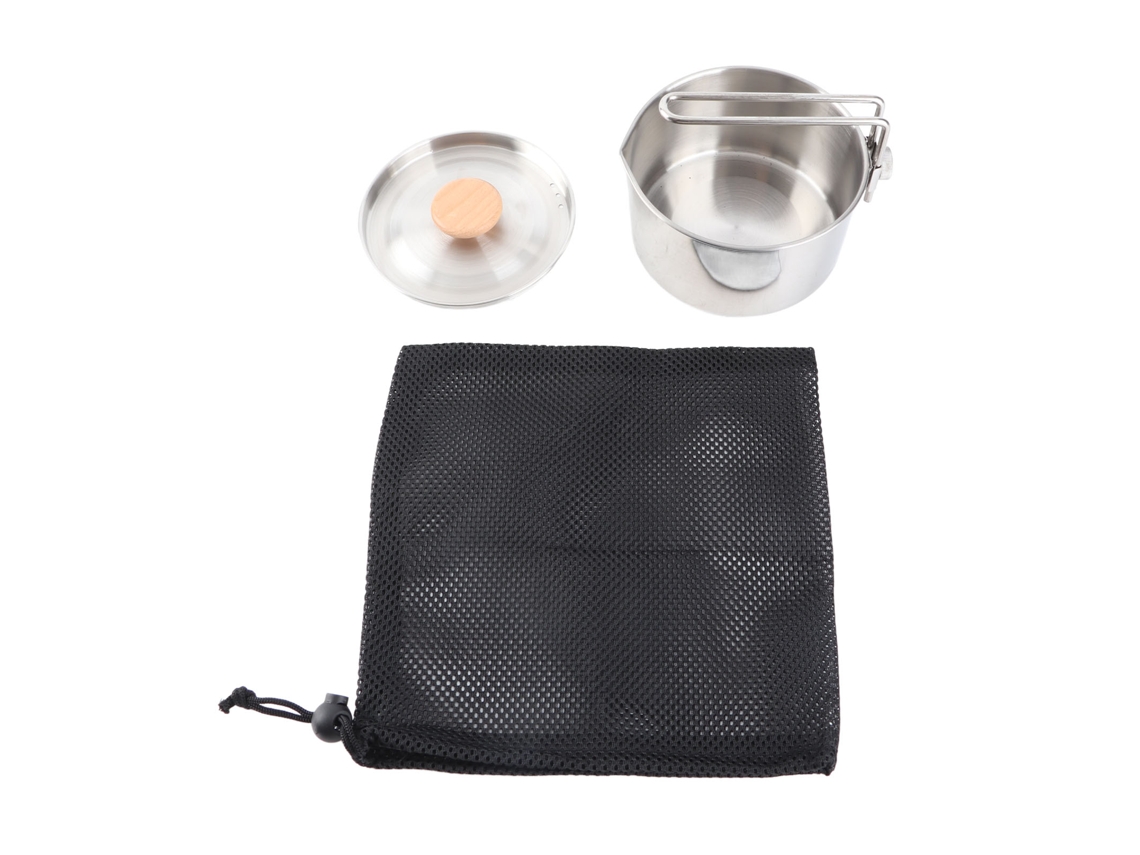 Panela de Camping Inox 304 Portátil Plegável com Tampa
