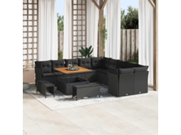 Vidaxl Conjunto De Sofá De Jardim 13 Unid. Preto Vime Pe