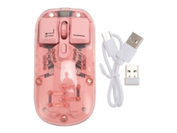Ratón Inalámbrico Transparente de Doble Modo 2.4g Bt5.0 Rgb Recargable de 400 Mah, Color Rosa, para Oficina.