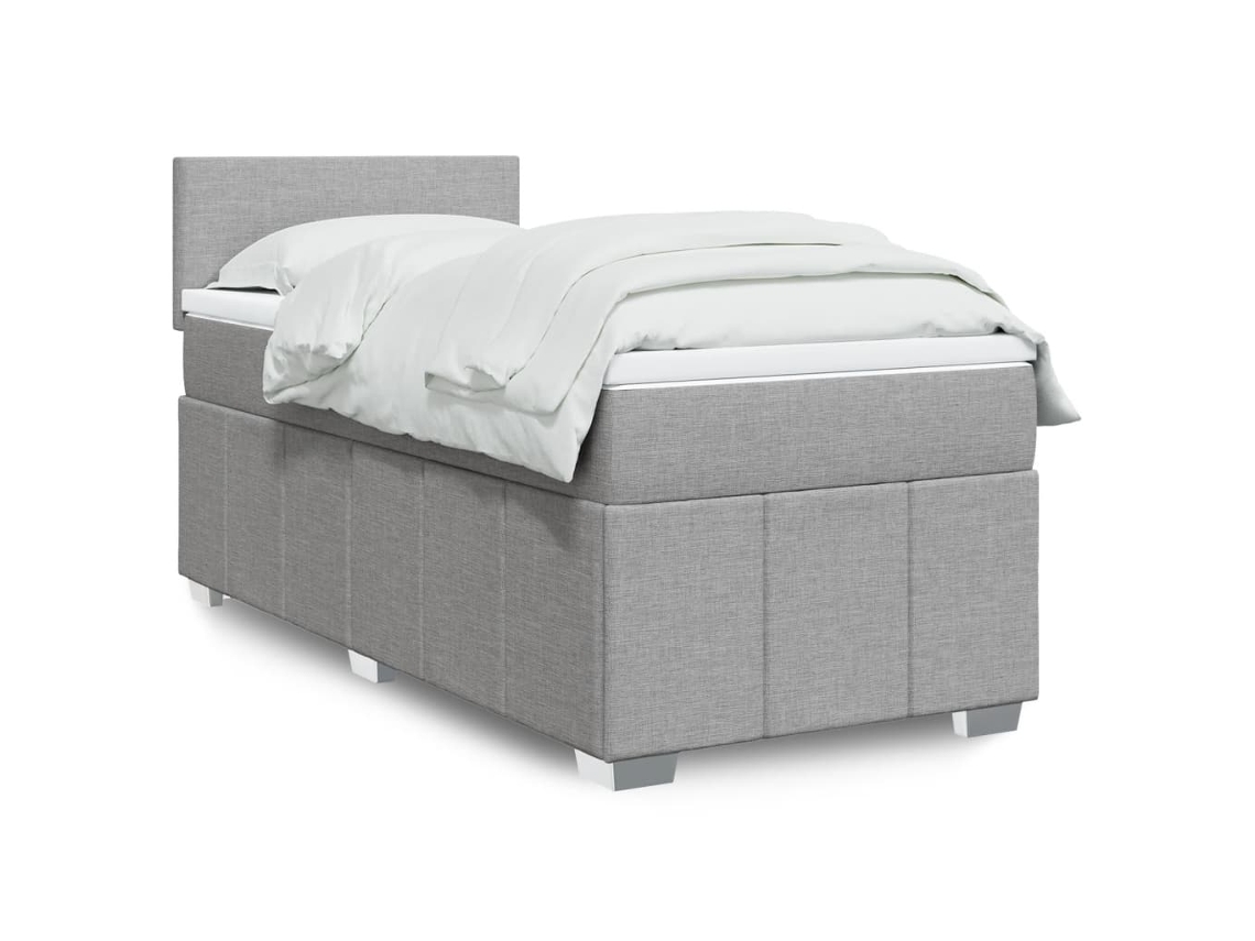 Vidaxl Cama Com Molas/colchão 90x190 Cm Tecido Cinzento-claro