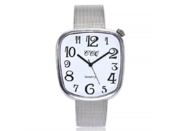Reloj De Cuarzo Con Correa De Malla De Aleación, Dial Casual, Moda, Pulsera (blanco Plateado)