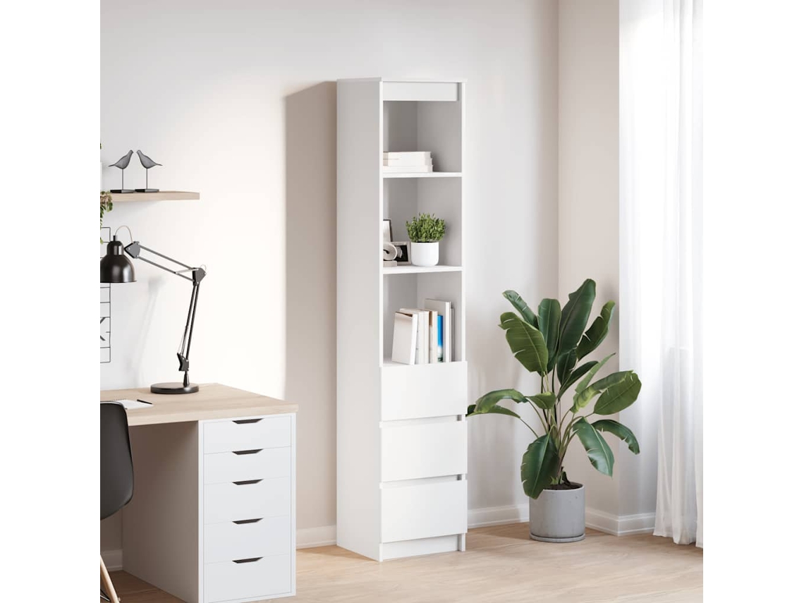 Vidaxl Aparador Alto 37,5x35x180 Cm Derivados De Madeira Branco