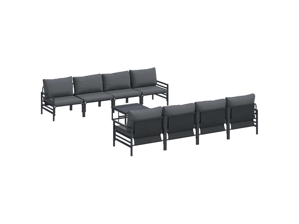 Conjunto 9 Conjunto De Sofá De Jardim Vidaxl Antracite Aço (320 X 80 X 71 Cm)