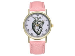 Reloj De Cuarzo Unisex Con Correa De Cuero Pu Dial Romano Rosa Zhoulianfa