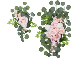 Arco De Flores Artificiais De Seda Para Pendurar Na Porta - Guirlanda De Rosas - Acessórios Para Painel