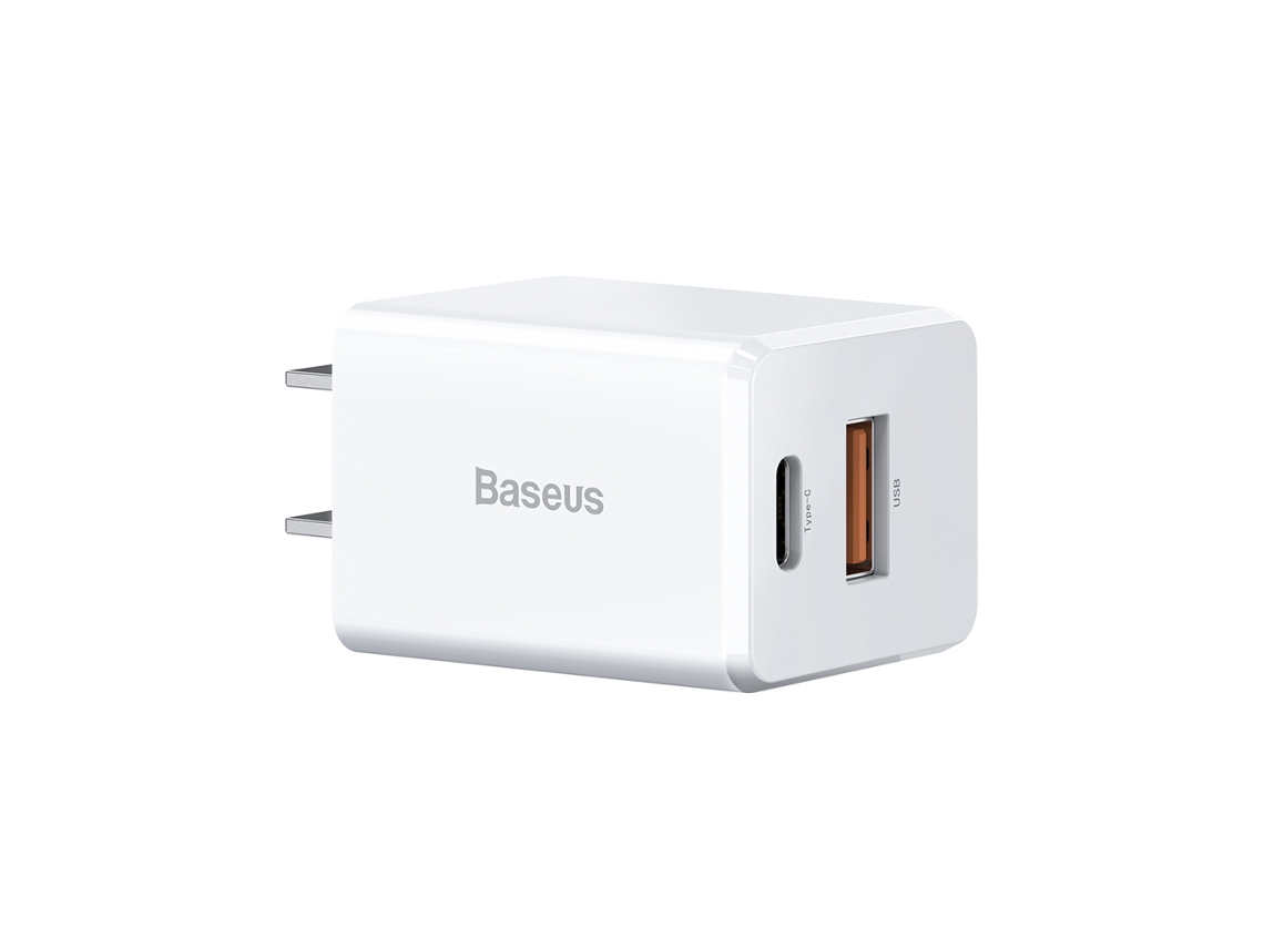 Aetheria carregador de Parede Baseus 18w com Saídas Dual Type c Usb Carregamento Rápido para Iphone Huawei Samsung