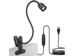 Luminária De Leitura Led Com Zoom, Usb, Presilha, Haste Flexível E