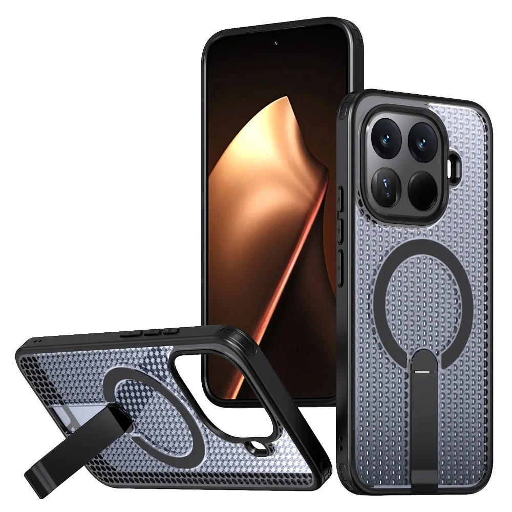 (preto, Xiaomi 15t) Capa Protetora Magnética, Respirável E Com Dissipação De Calor, Suporte Dobrável E Proteção Contra Quedas.