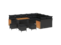 Conjunto 13 Conjunto De Sofá De Jardim Vidaxl Preto Vime Pe (286 X 234 X 85 Cm)