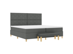 Cama Bospring Com Colchão & Banco Cinza Escuro Tecido Vidaxl Fabric (200 X 200 Cm)