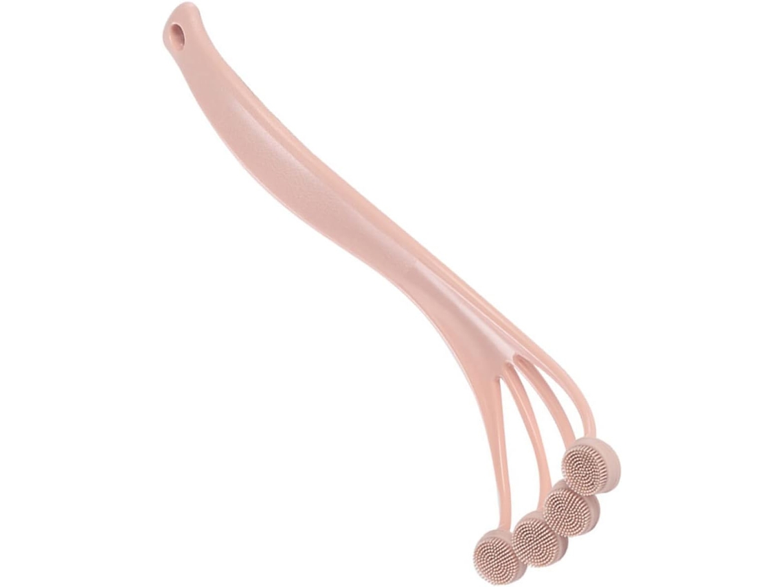 Escova Esfoliante Corporal E Para As Costas Homoyoyo, Escova De Banho Com Cabo Longo Silicone, Rosa, Cuidados Com A Pele
