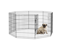 Cercadinho para cães com 8 painéis, porta com fechadura, 76x61 cm Preto