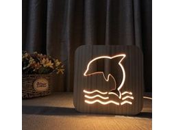 Creative 3D Dolphin Wooden Lamp Led Table Light Usb Power Cartoon Nightlight Desk Lamp Home Bedroom Decor Lamp Gift For Kids Adult Girls Boys