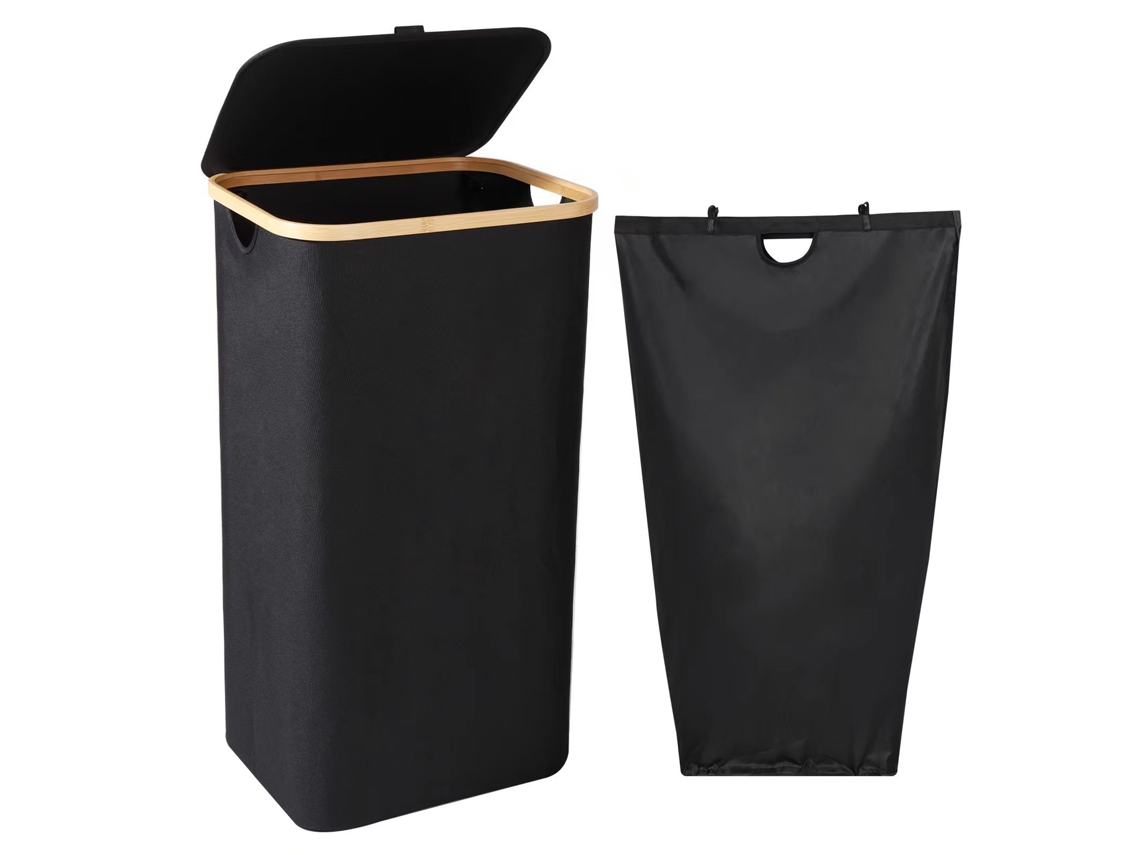 (preto) Cesto De Roupa Suja, 100l, Com Tampa E Alça, Para Organizar E Guardar Roupa Suja De Forma Prática