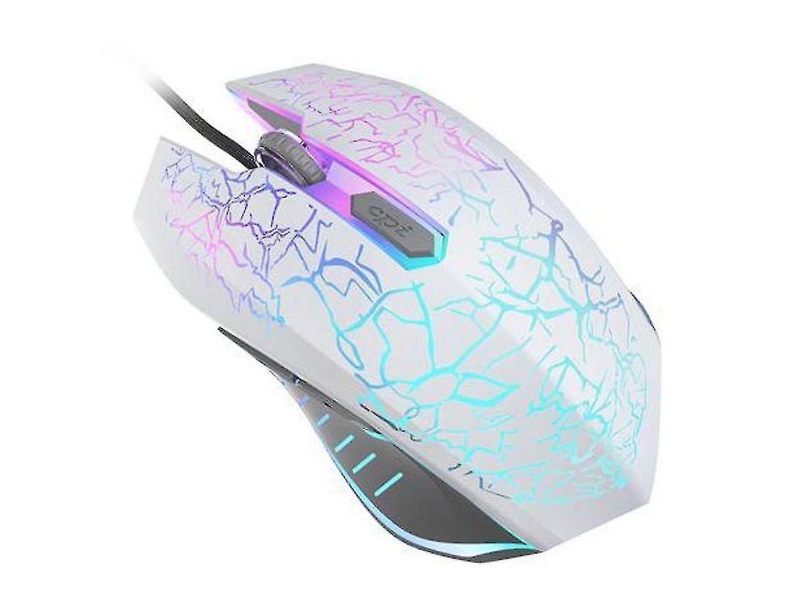 Fasst rato Gamer Usb Branco com Luz Respiratória 7 Cores 6 Botões 2400 Dpi Compatível com Windows Mac Linux