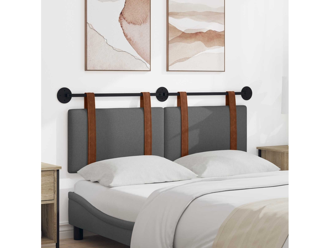 Vidaxl Cabeceira Suspensa Liso Cinza Escuro 130 X 55 X 5 Cm Pu Antigo