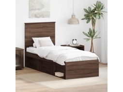 Vidaxl Estrutura da Cama com Cabeceira Carvalho Marrom 75 X 190 Cm