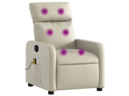 Poltrona de massagens reclinável VIDAXL couro artificial cor creme