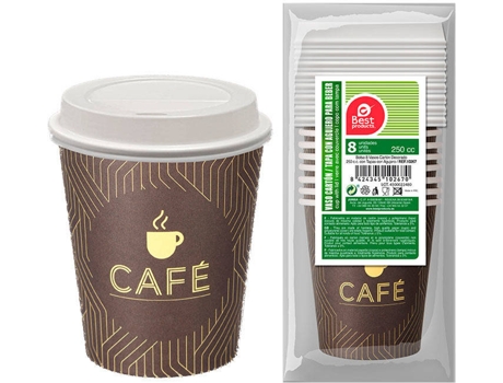 Saco 8Un Copos Cafe + Tampa C/ Furo 250Cc BEST PRODUCTS GREEN