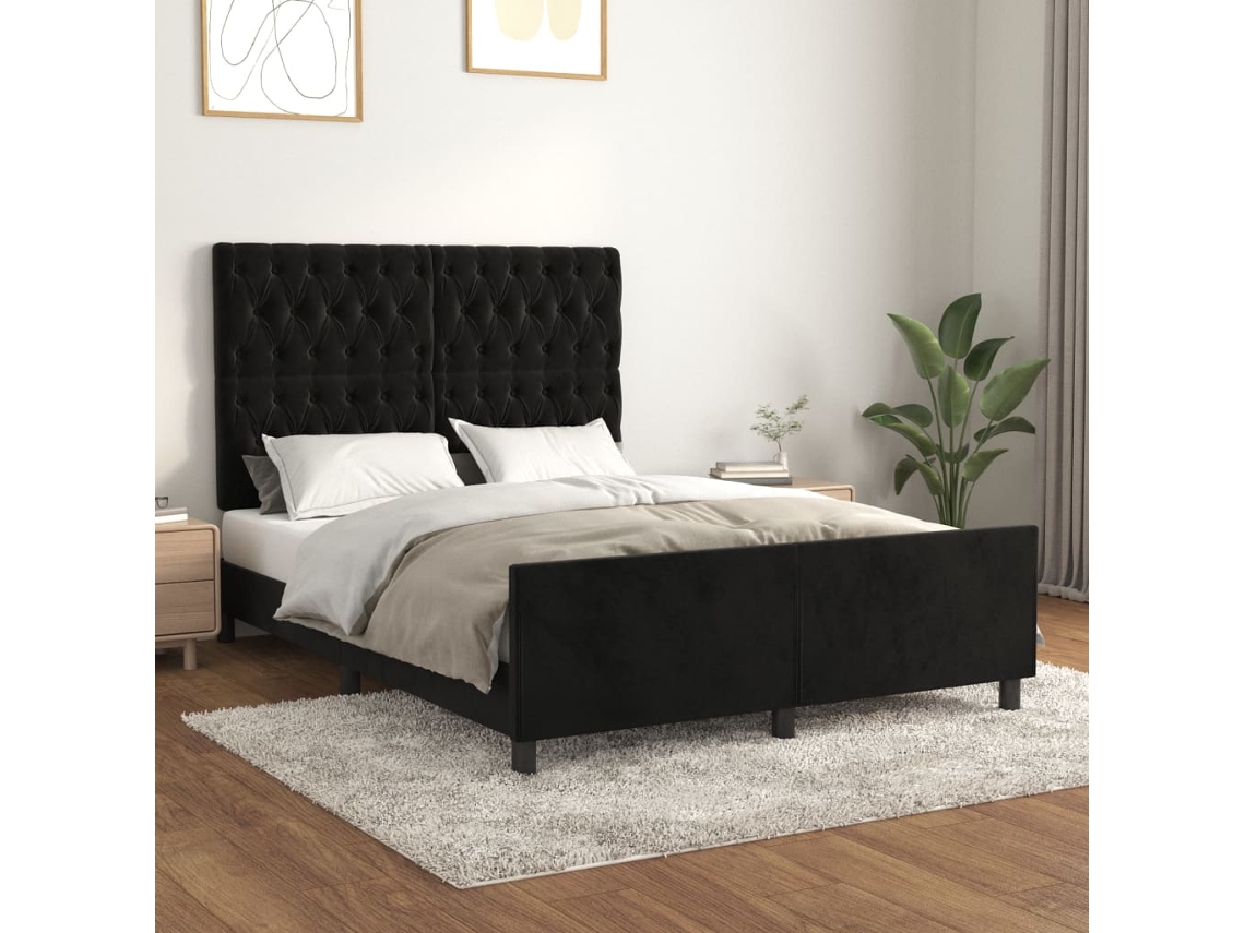 Vidaxl Estrutura De Cama Sem Colchão 140x190 Cm Veludo Preto