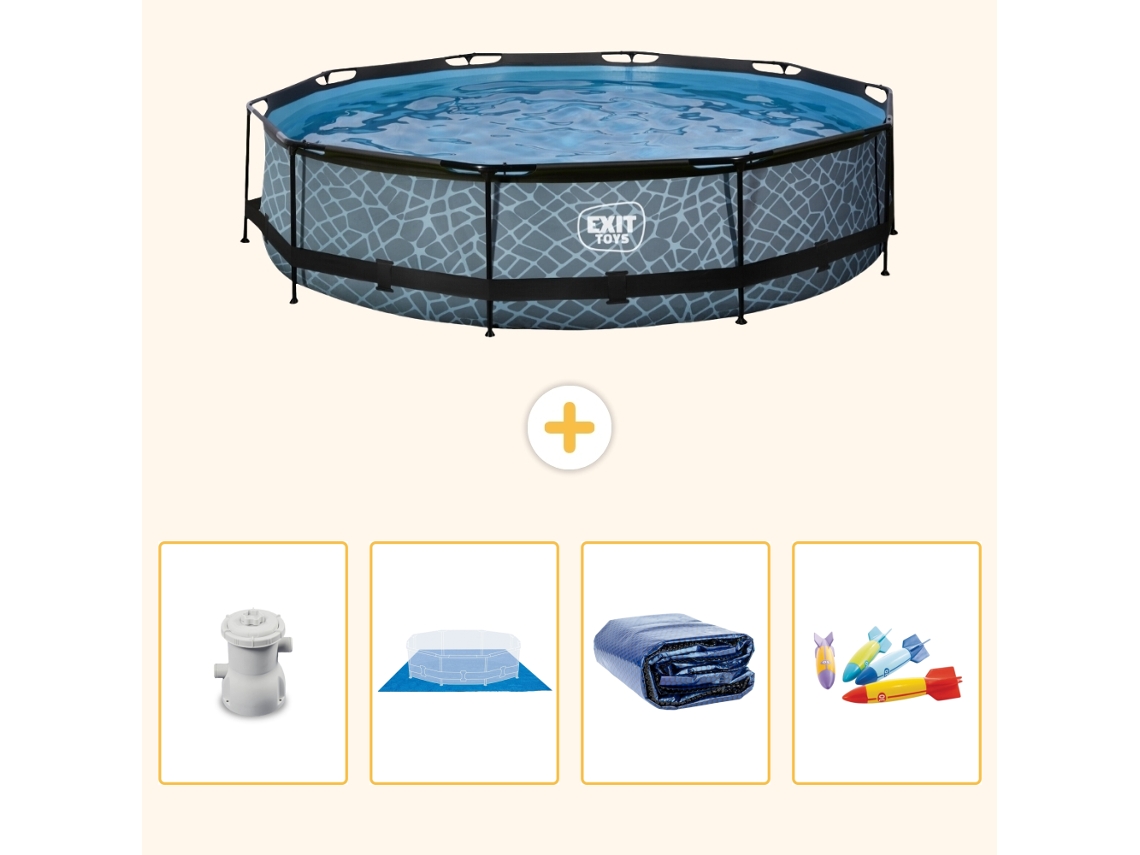 Exit-toys Piscina Exit Redonda - Efeito Pedra - 360x76 Cm - 5-peças S220
