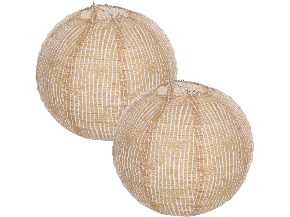Conjunto De 2 Lanternas Decorativas Redondas De Juta E Lona Para Pendurar.