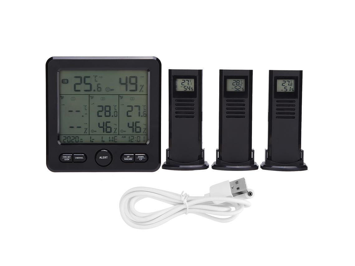 Yuru ts‑6210 Estação Meteorológica Sem Fio Digital Termômetro com Sensor Externo Medidor de Temperatura e Umidade