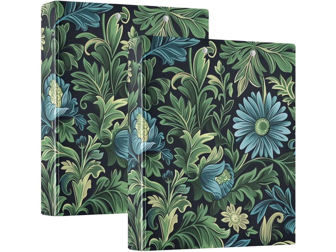 Pasta redonda William Morris Daisy de 3,8 cm com camada protetora, embalagem com 1 ou 2 unidades, material para escritório com camada protetora.