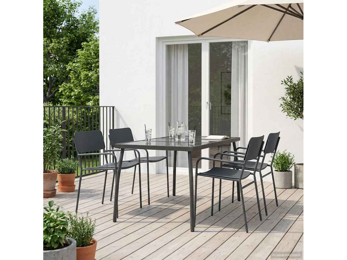 Vidaxl Conjunto De Sala De Jantar 5 Unid. Antracite Aço